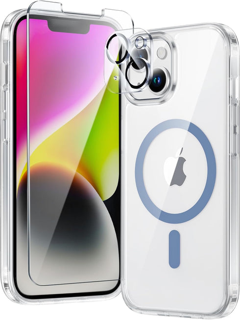 FNTCASE for iPhone 14 Phone Case: iPhone 13 Phone Clear Case Magnetic Military Grade Drop Protection Anti Yellowing Cell Phone Cover- Rugged Shock...