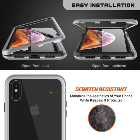 Punkcase Magnetic Shield, Protective Metal Frame Case W/TPU Layer | 9H Tempered Glass Clear Back & Attachable Screen Protector | Strong Magnetic C...