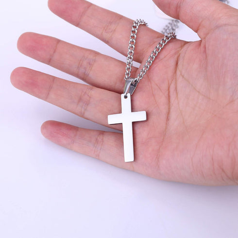 FIBO STEEL Stainless Steel Cross Pendant Chain Necklace for Men Women, 22-30 Inches...