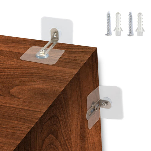 Adhesive Furniture Wall Anchors (10 Pairs), Vinkqiado Anti Tip Furniture Straps Kit for Baby Proofing, Secure Bookcase Dresser Shelf Cabinet to Wa...