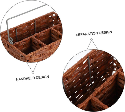 Cutlery Storage Basket Rattan Cutlery Tray Table Trays Flatware Organizer Countertop Utensil Holder for Kitchen Counter Silverware Makeup Organise...