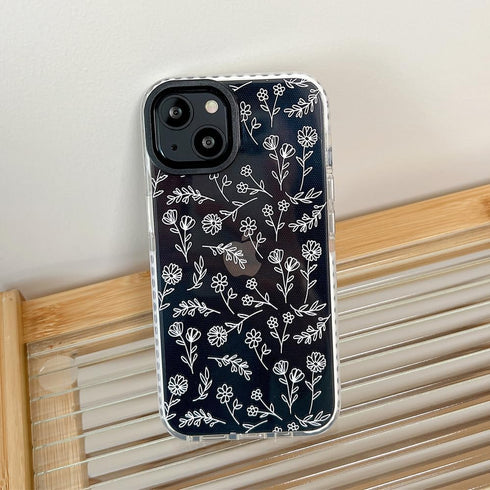 Cute White Flower Phone Case Compatible with iPhone 15 Protective Cover Fashion Silicone Shockproof Bumper Cases Women for Apple iPhone 15 6.1 inc...