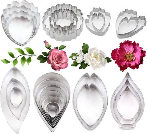 Yawsoy 26Pcs Stainless Steel Gum Paste Flower and Leaf Cutter Set Fondant Flower Cookie Cutter Sugarcraft Flower Making Tool for Wedding,Birthday ...
