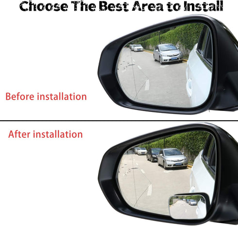 LivTee Blind Spot Mirror, Rectangle Shaped HD Glass Frameless Convex Rear View Mirror with wide angle Adjustable Stick for Cars SUV and Trucks, Pa...