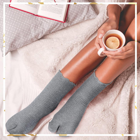 Bencailor 6 Pairs Tabi Split Toe Socks Ruffle Frilly Tabi Socks Elastic Cotton Sandal Socks for Men Women...