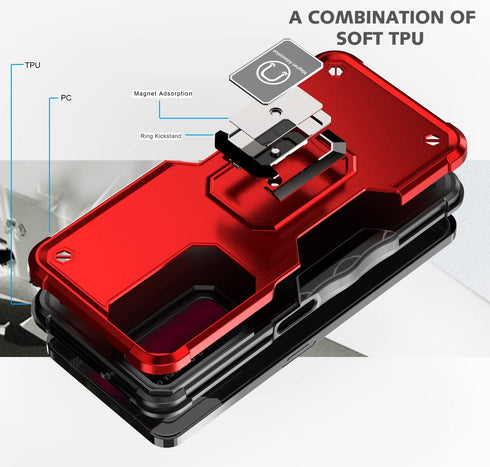 Case for T-Mobile REVVL V+ 5G Case with Screen Protector Kickstand Holder Built-in Magnetic Car Mount Shockproof Camera Protective Case for T-Mobi...