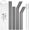 Hiware 12-Pack Black Stainless Steel Straws Reusable with Case - Metal Drinking Straws for 30oz and 20oz Tumblers Dishwasher Safe, 2 Cleaning Brus...