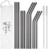 Hiware 12-Pack Black Stainless Steel Straws Reusable with Case - Metal Drinking Straws for 30oz and 20oz Tumblers Dishwasher Safe, 2 Cleaning Brus...
