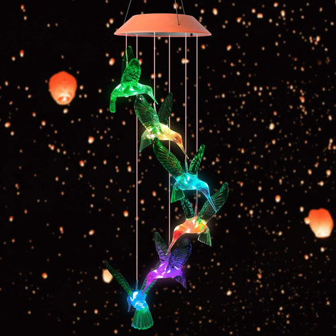 JOBOSI Hummingbird Solar Decorative Mobiles Gifts, Hummingbird Wind Chimes, Gifts for Mom, Gifts for Women,Gifts for Grandma, Garden Lawn Yard Dec...
