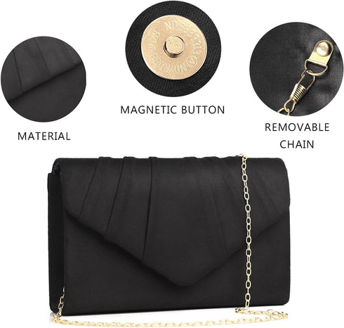 Labair Women's Evening Handbags Pleated Suede Evening Bag Velvet Clutch Bag Wedding Bridal Dress Purse....