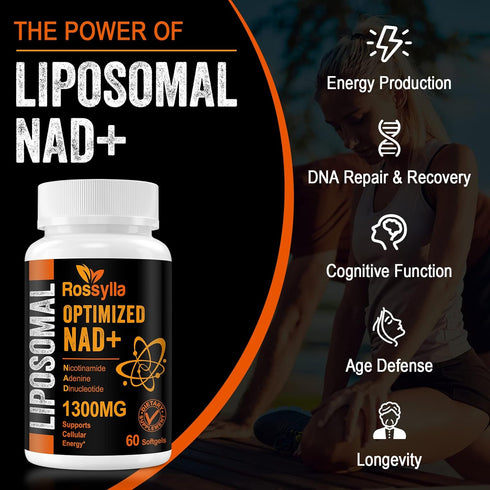 1300 MG Liposomal NAD+ Supplement | Highest Absorption | Purest NAD Supplemet to Boost NAD+ Effetively | Boosting NAD+ Supplement for Aging Defese...