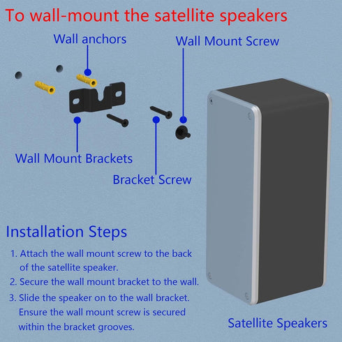 Satellite Speaker Mount, Compatible with Vizio, Sony, Klipsch, Panasonic, Samsung, and More, Fits Up to 9lbs, Black Powdercoated Steel, 15 Minute ...