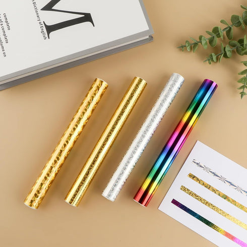 Briartw 4 Rolls Toner Reactive Foil by Laser Printer and Laminator,7.6inch x 16.4ft Transfer Foil Paper for DIY Paper Craft Embossing Scrapbooking...