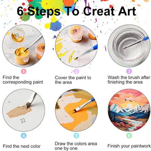 Okarina Paint by Numbers Kit for Adults Beginner Canvas, Sun Mountain Acrylic Adult Paint by Number Kits, Natural Abstract Landscape Flowers Oil N...