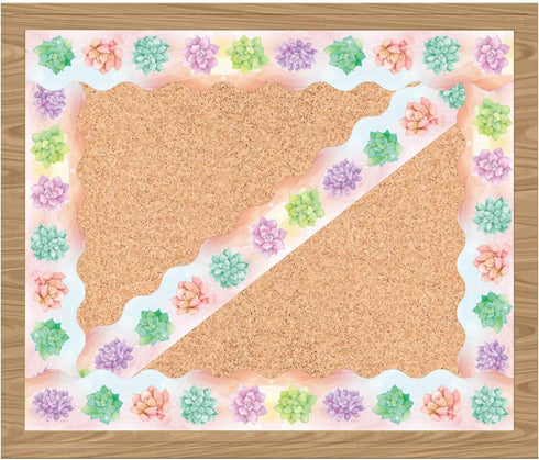 Watercolor Succulent Bulletin Board Border Trimmer for Classroom 36ft One Roll...