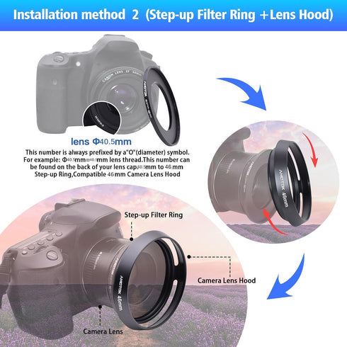 46mm Camera Lens Hood Compatiable All Brands Ø46mm Lenses.Example 75mmf/2.5SUMMARIT;90mmf/2.8ELMARIT,35-100mmf/4.0-5.6;for LumixG14mmf/2.5ASPH,35-...