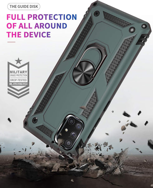 Samsung A71 5G Case, Military Grade Heavy Duty Protection Phone Case Cover with HD Screen Protector Magnetic Ring Kickstand for Samsung Galaxy A71...
