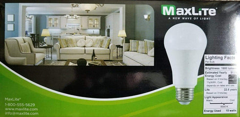 Maxlite LED Dimmable 4 Pack A19 Bulb 100W Daylight 5000K, White...