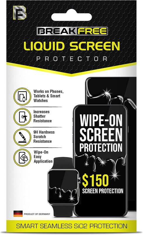 BREAK FREE Liquid Glass Screen Protector With $150 Coverage | Wipe On Scratch and Shatter Resistant Nano Protection for All Phones Tablets and Sma...