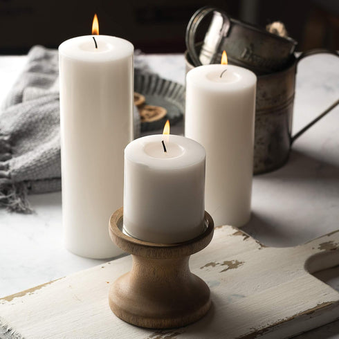 HomeLights Pillar Candles - 2.7x6 inch | 60 Hours Burning, 6 Count - White Unscented Smokeless European Pillar Candles - Perfect for Wedding, Part...