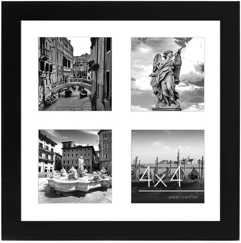 Americanflat 4x4 Picture Frame Collage with Shatter-Resistant Glass - Fits Four 4x4 Photos or Use as One 10x10 Picture Frame - Signature Collectio...
