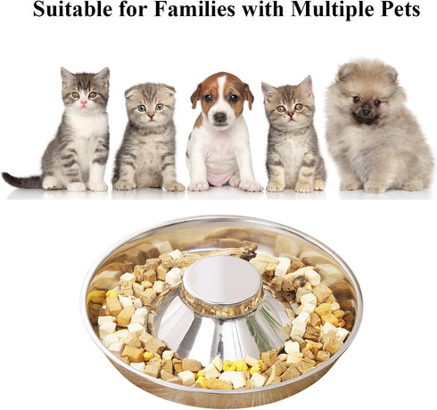 Stainless Steel Pet Bowl for Puppy and Cat, Dog Food and Water Feeding Bowl, Puppies and Kittens Weaning Bowls, Multiple Dogs and Cats Eat and Dri...