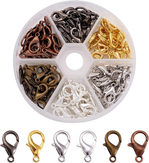 Pandahall 120pcs/box 6 Colors Zinc Alloy Lobster Nickel Free Claw Clasps Making Findings 14x8mm for DIY Jewelry Bracelet Necklace Making...
