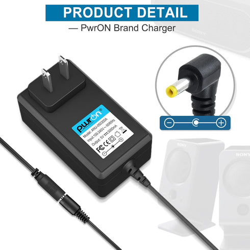 PwrON 5V AC DC Adapter Replacement for Sony AC-E0530 SRS-XB30 SRS-XB41 RDP-M5iP RDP-M7iP SRS-A1 SRS-A212 SRS-A3 SRS-M50 SRS-M55 SRS-TD60 Bluetooth...