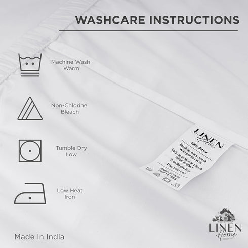 Linen Home 100% Cotton Percale Pillowcases King Size, White, 2 Pieces of Pillow Case, Crisp and Cool Strong Bed Linen, 20 inches X 40 inches...