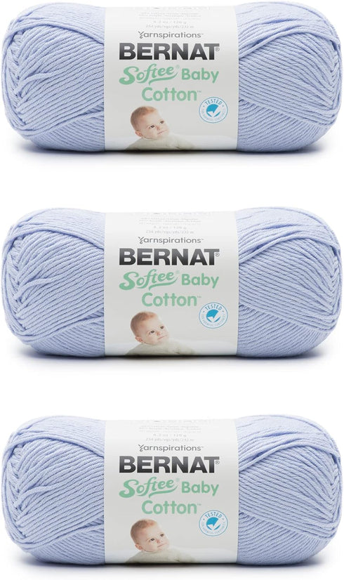 Bernat Softee Baby Cotton Pale Periwinkle Yarn - 3 Pack of 120g/4.25oz - Blend - 3 DK (Light) - 254 Yards - Knitting/Crochet...