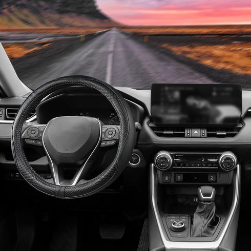 Car Steering Wheel Cover Compatible with Toyota Camry, Premium Leather, Sporty Design, Black...