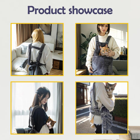 Cat Sling Carrier Chest Apron with Adjustable Shoulder Straps and Waist-Neacus Cat Carrier Sling Pouch-Chest Cat Carrier Hands Free Cat Holder Sli...