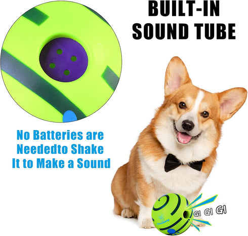 Wobble Giggle Ball for Dogs, Durable Interactive Dog Wobble Ball, Dog Balls with Fun Giggle Sounds When Rolled or Shaken, The Waggle Ball for Dogs...