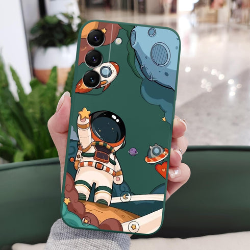 Galaxy S22 Case, Samsung Galaxy S22 Case Slim Shockproof Silica Astronaut Pattern Side Creative Design Samsung S22 Phone Cover-Astronaut Green...
