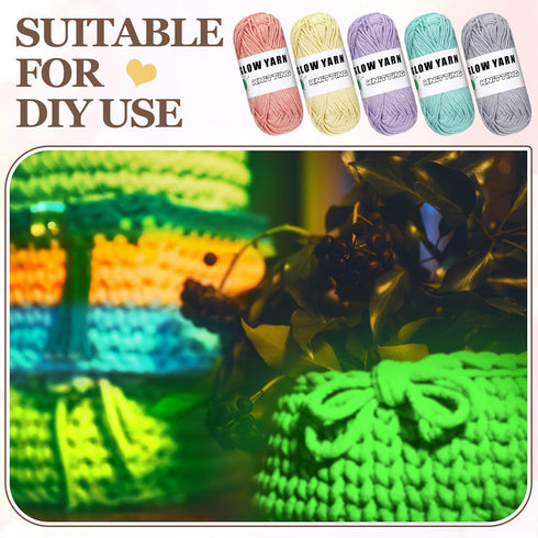 5 Rolls Glow in The Dark Yarn Luminous Crochet Yarn for Crocheting DIY Knitting Glow Fingering Weight Yarn for Arts Crafts Sewing Thread Party Sup...