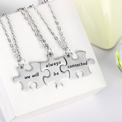 YEEQIN 3PCS We Will Always Be Connected Necklace Set, Best Friends Necklace for 3, Friendship Jewelry Gift for Sisters Friends...