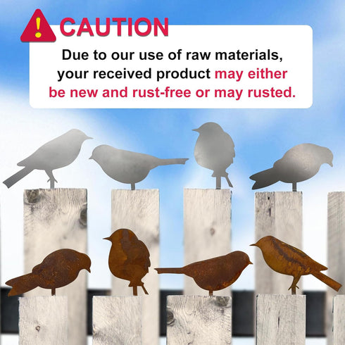Rusty Birds Decoration, Metal Birds Statues, Lifelike Patina Metal Birds Garden Ornaments Silhouette, Garden Fence Decor Country Yard Art Gardenin...