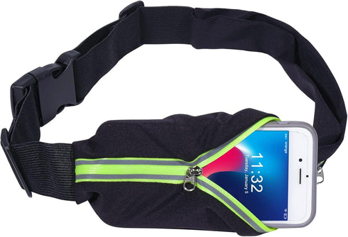 2 Pack Running Belt Fanny Packs for women and men,Belt Bag for Hiking Cycling Workout,Reflective Fanny Packs for Men Runners Belt Compatible with ...