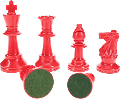 WE Games Color Bright Plastic Staunton Tournament Chess Pieces with 3.75 in. King - Half Chess Set of Chess Pieces Only, Red...