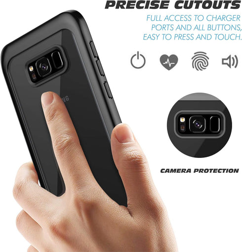 Samsung Galaxy S8 Case, Full Body Bumper Case Built-in Screen Protector Slim Clear Shock-Absorbing Dustproof Lightweight Cover Case for Samsung Ga...