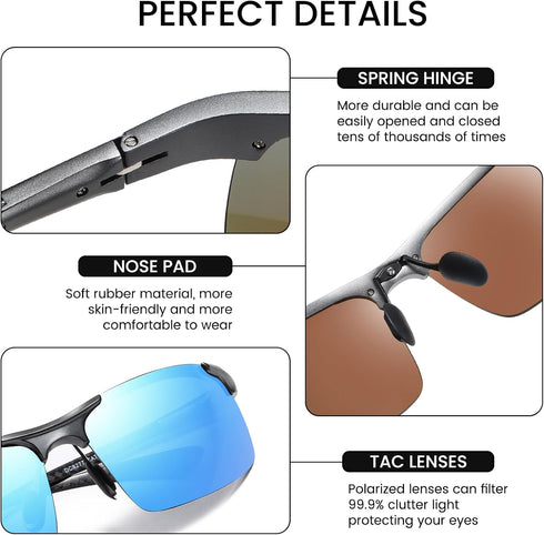 DUCO Mens Sunglasses Polarized Sports Fishing Running Driving Carbon Fiber Sunglasses for Men UV400 Protection DC8277...
