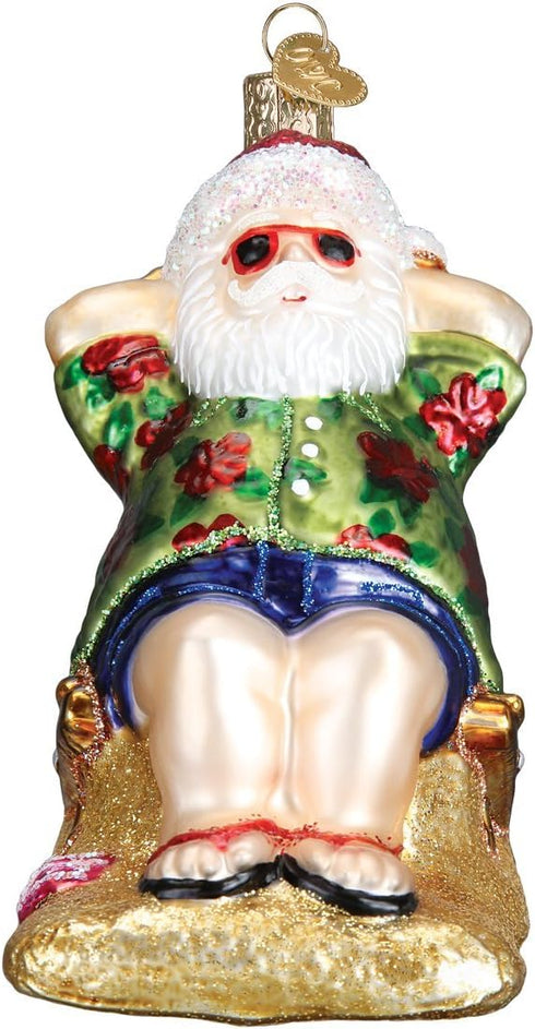 Old World Christmas Ornaments Sunning Santa Glass Blown Ornaments for Christmas Tree...