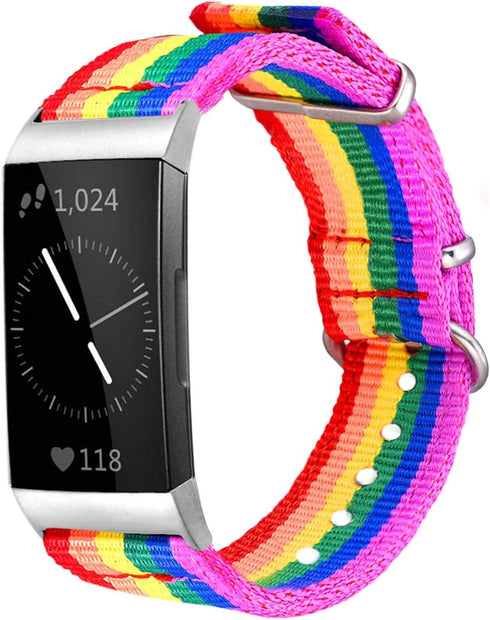 Bandmax Rainbow Bands Compatible fitbit Charge 3 Smartwatch,LGBT Pride Nylon Charge 3 Watch Bands Durable Fitbit 3 Sport Replacement Straps Access...