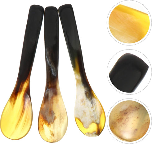 Hemoton 3PCS Caviar Mother of Pearl Teaspoons Soup Ox Horn Serving for Caviar, Ice Cream, Dessert,Espresso Coffee,Egg...