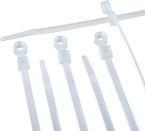 THE CIMPLE CO 7 inch White Nylon Zip Ties (Wire, Cable Ties) - Strong - Indoor and Outdoor Rated - Screw Mounting Hole, 100 Pack...