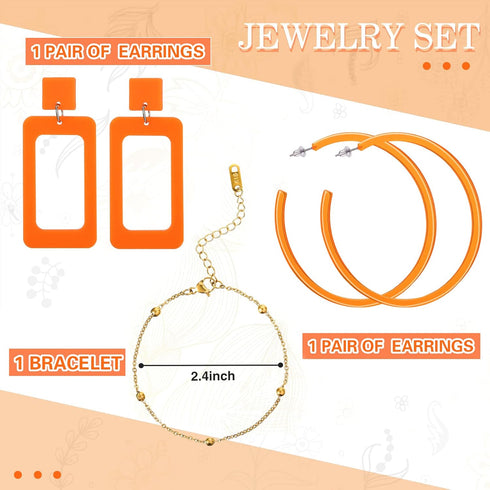 4 Pcs Women Acrylic Purse Clear Clutch Bag Evening Purses for Wedding Vintage Handbag Retro Earrings Bracelet Jewelry Set (Orange)...