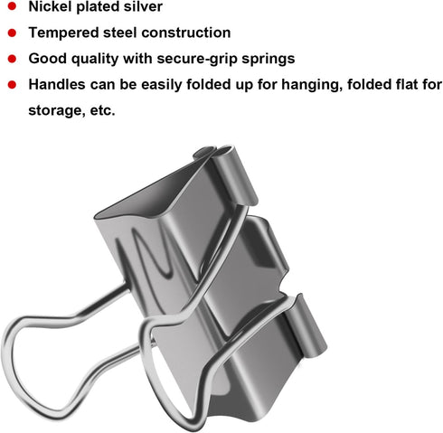 Nctinystore Binder Clips Little a bit Smaller Than Medium Clips Metal Clamp 1-in / 25-mm (Silver, 24-Count)...