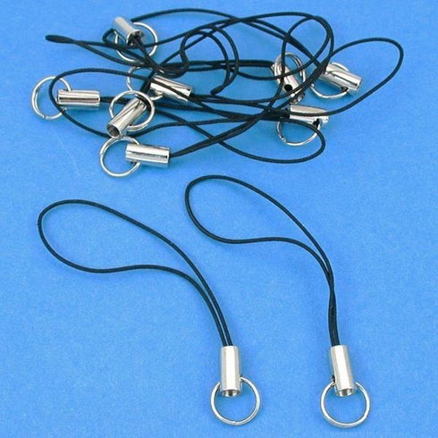 BlastCase 10 Silver Tone Black Cell Phone Charm Split Ring Strap...