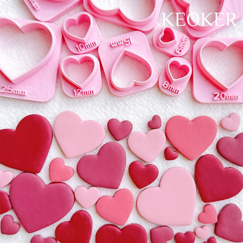 Keoker Heart Clay Cutter, Valentines Polymer Clay Cutters for Earrings Making, Heart Shape Polymer Clay Cutter, 7 Size Polymer Clay Cutters Hearts...