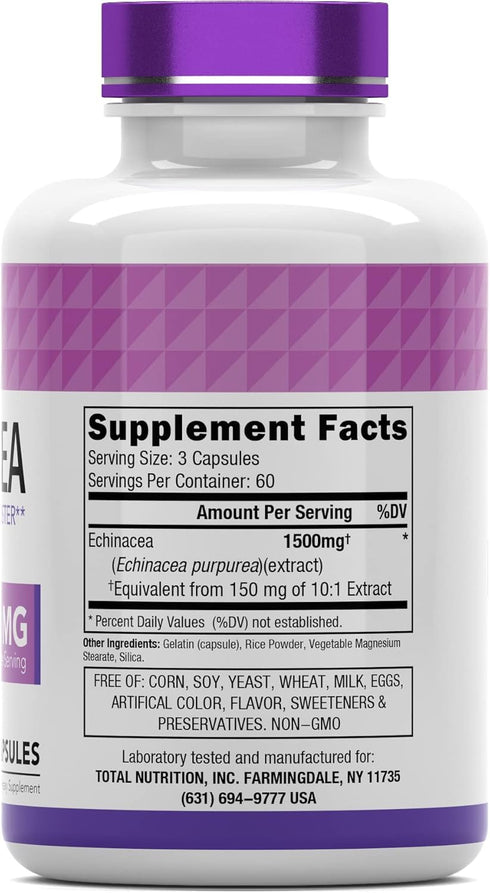Echinacea Capsules (1500 mg Per Serving - 180 Capsules) | Supports Health & Well-Being | Echinacea Root Herbal Extract Supplement | Produced in Th...